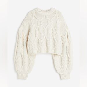 Cropped cream H&M sweater. Never been worn. Size small